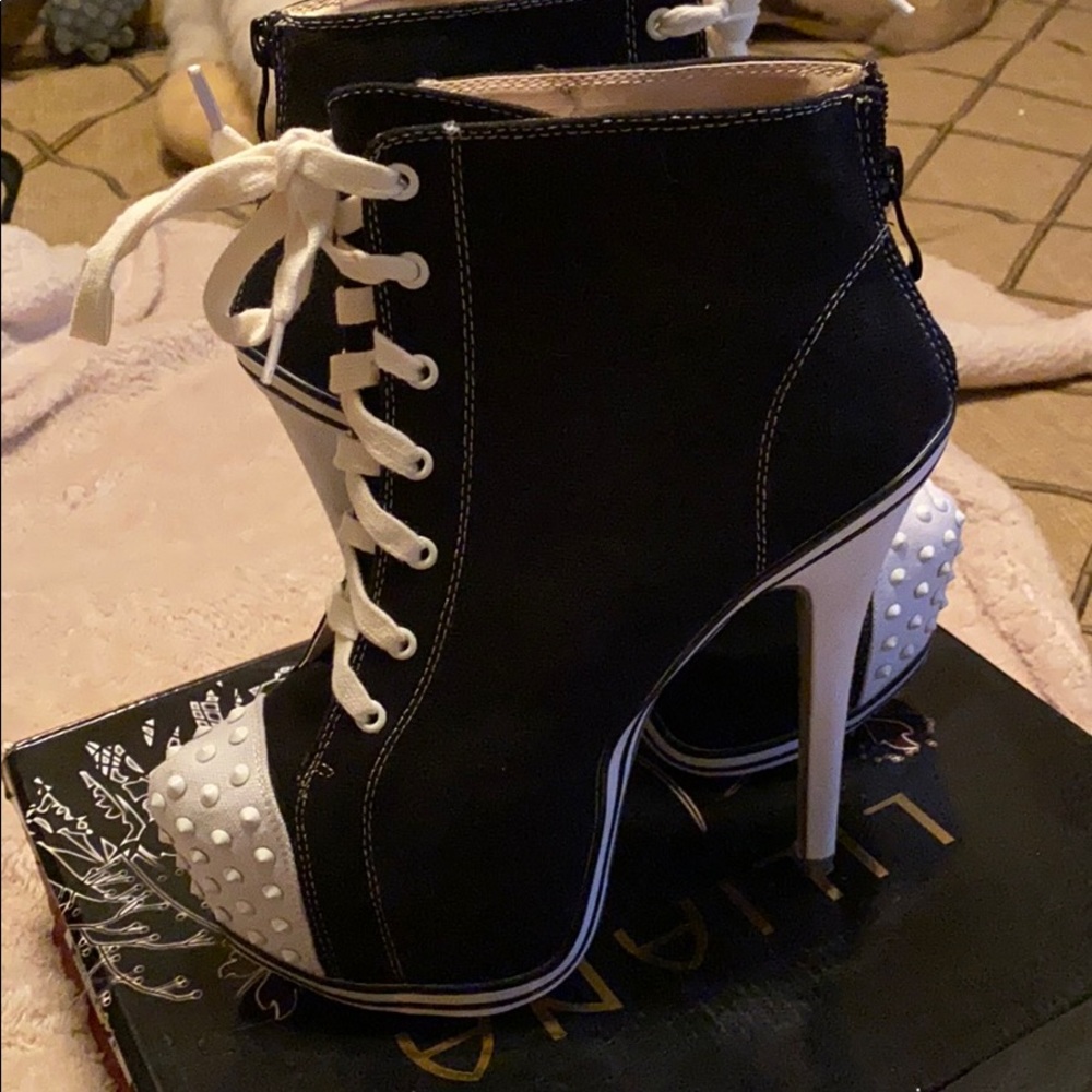 Black and white sneaker platforms